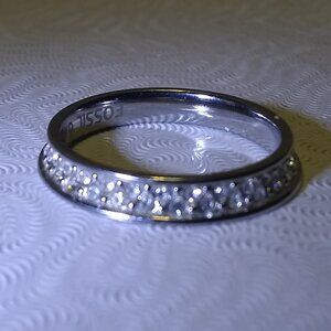 Fossil Stainless Steel Rhinestone Filled Ring Size 6.5 Excellent Condition